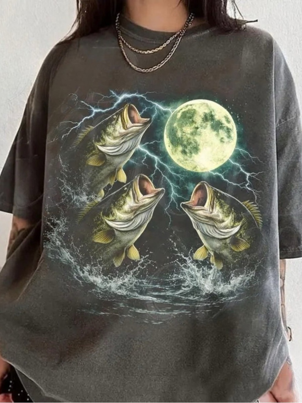 Comfort Colors Moonlit Bass Graphic Tee, Retro Vintage Style